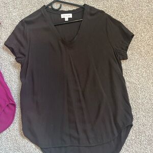 Cloth and stone Brown V-Neck Short Sleeve Top